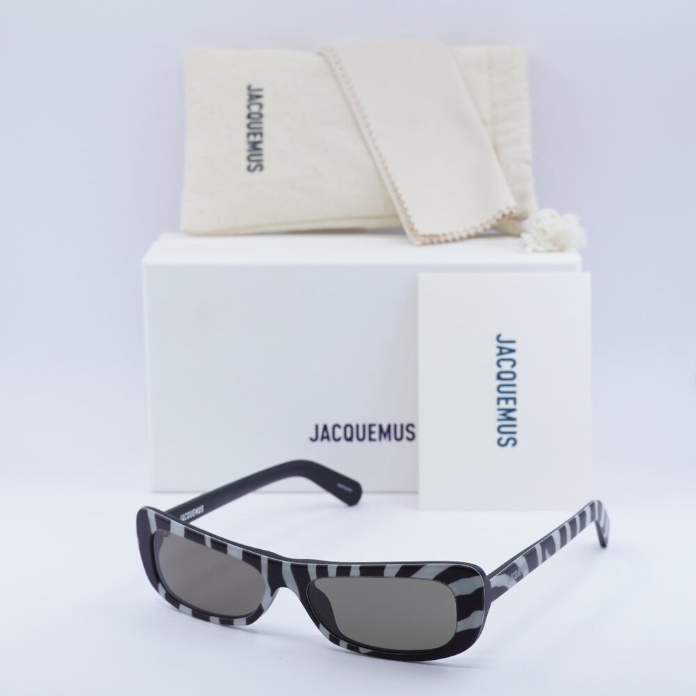 Jacquemus CAPRI JAC/55 C8 Rectangle Sunglasses - Black and White Zebra\Grey
